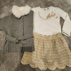 Janie & Jack Pink/Gray Outfit Set Sz 4